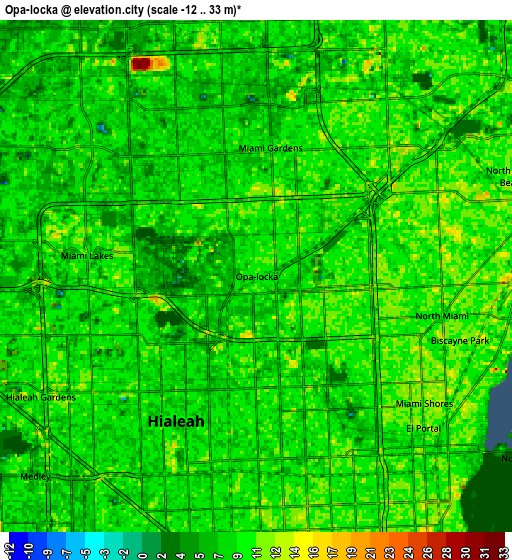 Zoom OUT 2x Opa-locka, United States elevation map