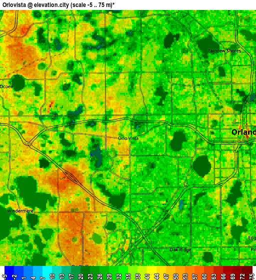 Zoom OUT 2x Orlovista, United States elevation map