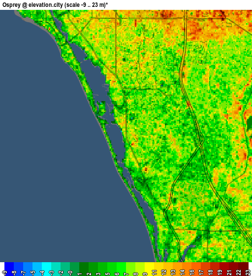 Zoom OUT 2x Osprey, United States elevation map