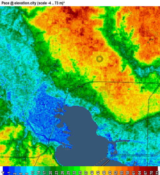 Zoom OUT 2x Pace, United States elevation map