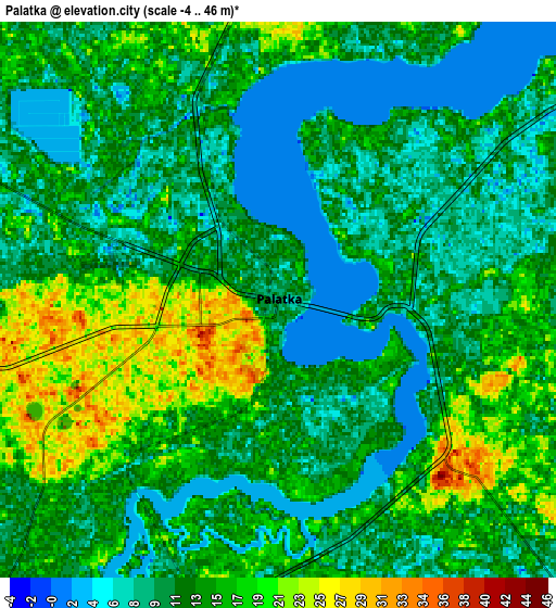 Zoom OUT 2x Palatka, United States elevation map