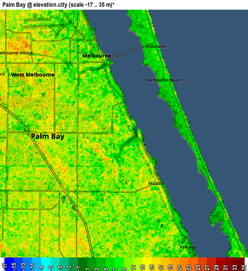 Zoom OUT 2x Palm Bay, United States elevation map