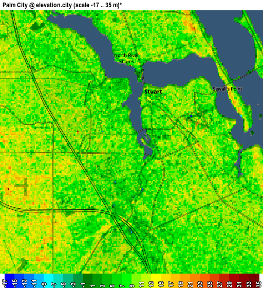 Zoom OUT 2x Palm City, United States elevation map