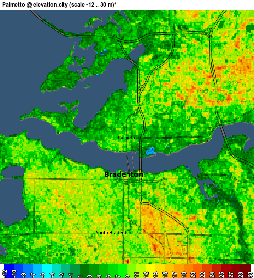 Zoom OUT 2x Palmetto, United States elevation map