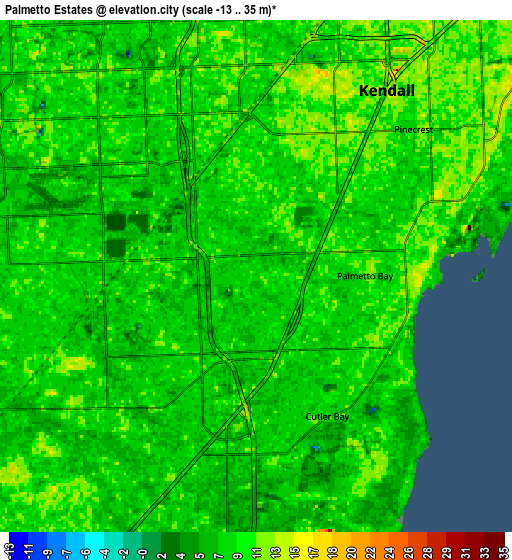 Zoom OUT 2x Palmetto Estates, United States elevation map