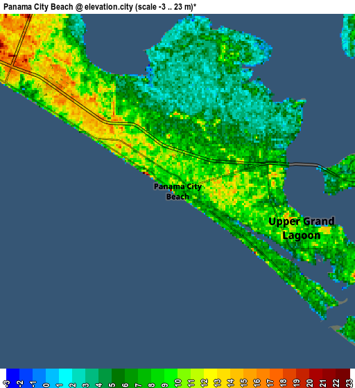 Zoom OUT 2x Panama City Beach, United States elevation map