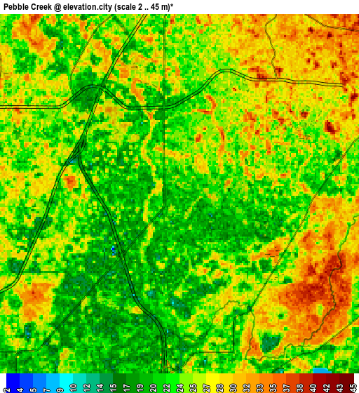 Zoom OUT 2x Pebble Creek, United States elevation map