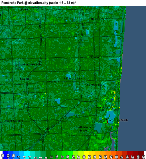 Zoom OUT 2x Pembroke Park, United States elevation map