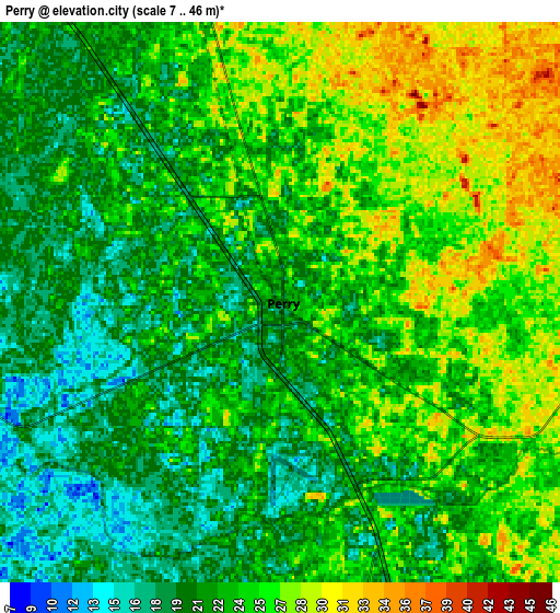 Zoom OUT 2x Perry, United States elevation map