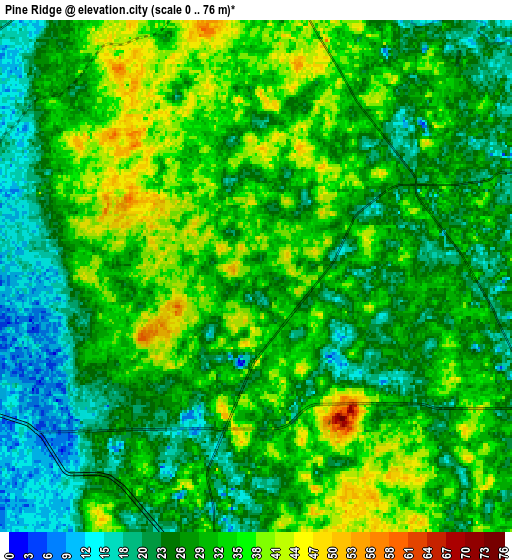 Zoom OUT 2x Pine Ridge, United States elevation map