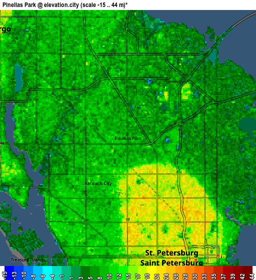 Zoom OUT 2x Pinellas Park, United States elevation map