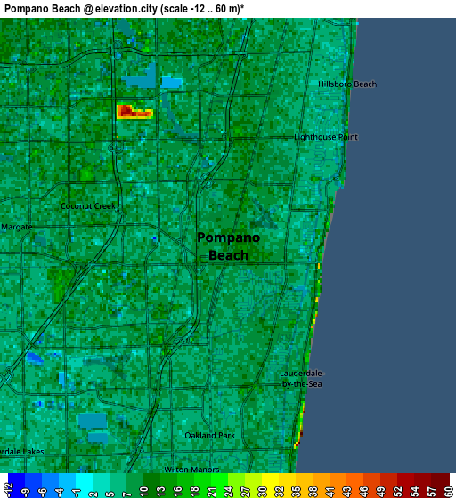 Zoom OUT 2x Pompano Beach, United States elevation map