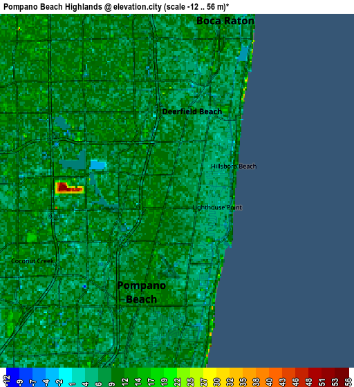 Zoom OUT 2x Pompano Beach Highlands, United States elevation map