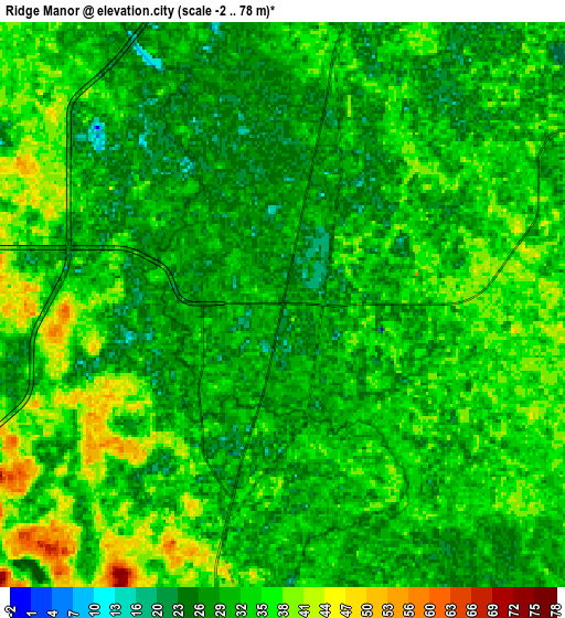 Zoom OUT 2x Ridge Manor, United States elevation map