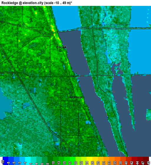 Zoom OUT 2x Rockledge, United States elevation map