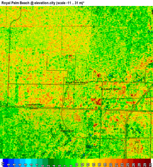 Zoom OUT 2x Royal Palm Beach, United States elevation map