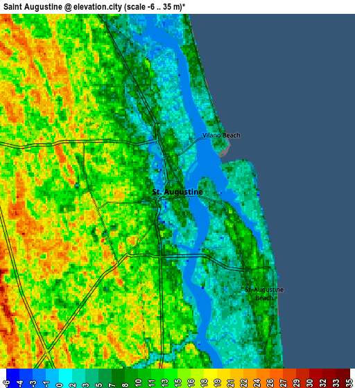 Zoom OUT 2x Saint Augustine, United States elevation map