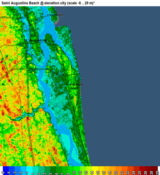 Zoom OUT 2x Saint Augustine Beach, United States elevation map