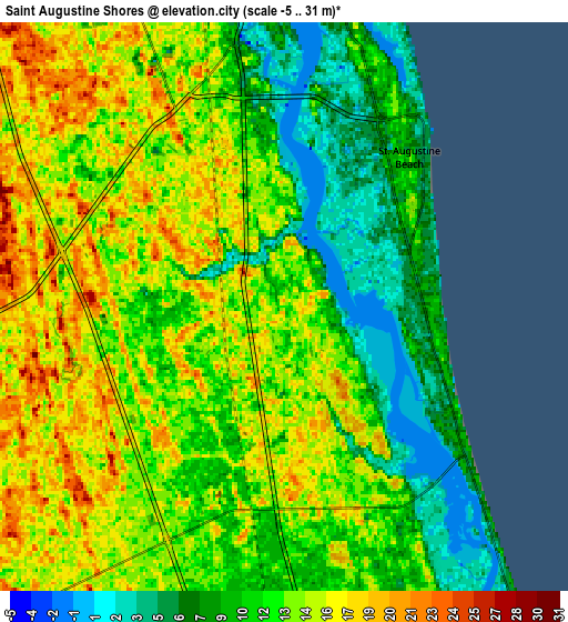 Zoom OUT 2x Saint Augustine Shores, United States elevation map