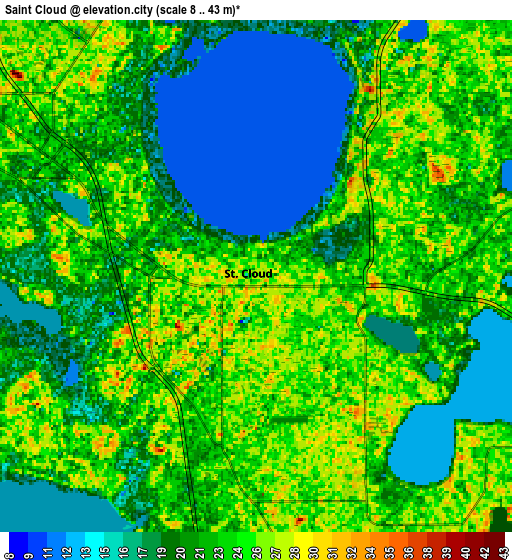 Zoom OUT 2x Saint Cloud, United States elevation map