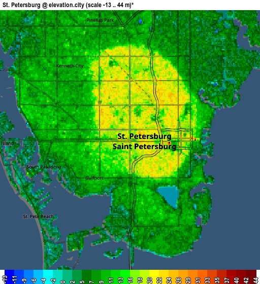 Zoom OUT 2x St. Petersburg, United States elevation map