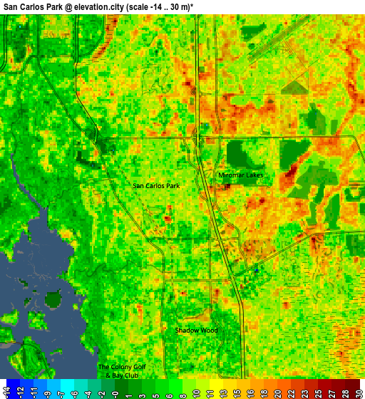 Zoom OUT 2x San Carlos Park, United States elevation map