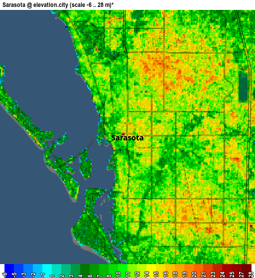 Zoom OUT 2x Sarasota, United States elevation map