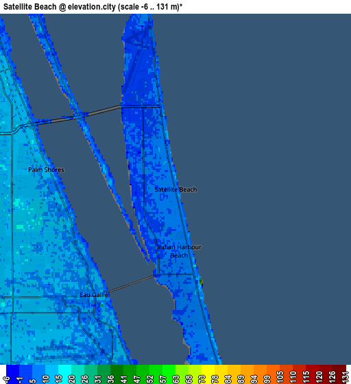 Zoom OUT 2x Satellite Beach, United States elevation map