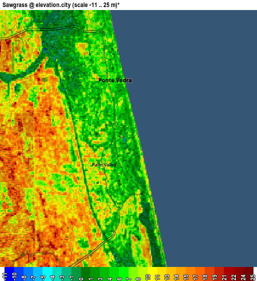 Zoom OUT 2x Sawgrass, United States elevation map