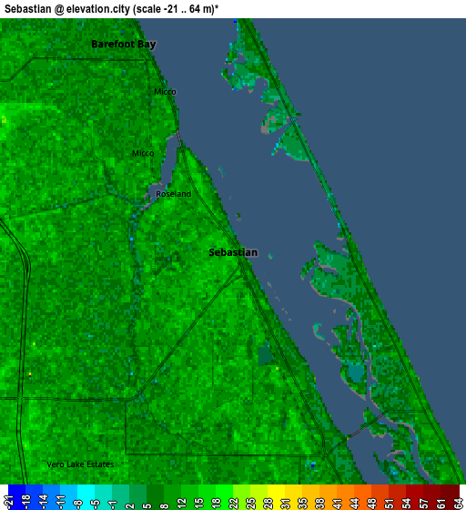 Zoom OUT 2x Sebastian, United States elevation map