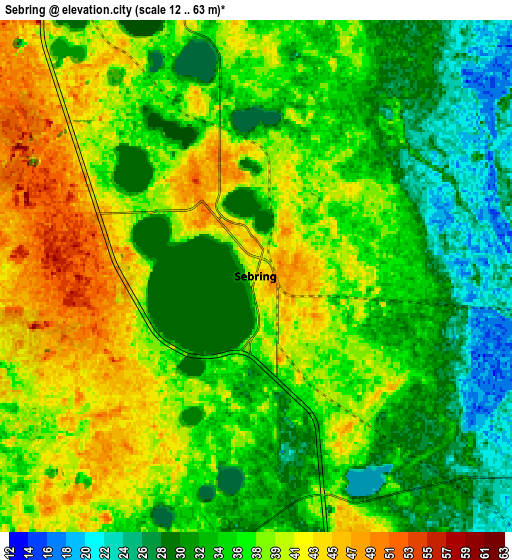 Zoom OUT 2x Sebring, United States elevation map