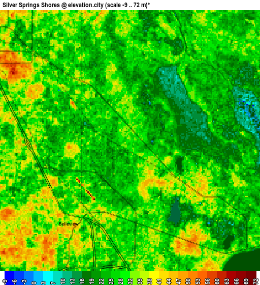 Zoom OUT 2x Silver Springs Shores, United States elevation map