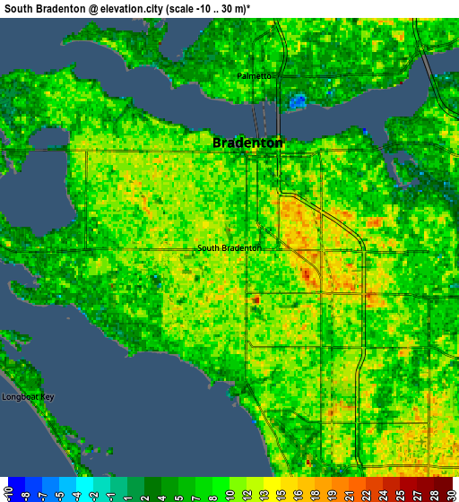 Zoom OUT 2x South Bradenton, United States elevation map