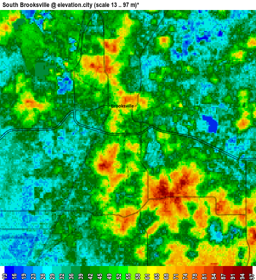 Zoom OUT 2x South Brooksville, United States elevation map