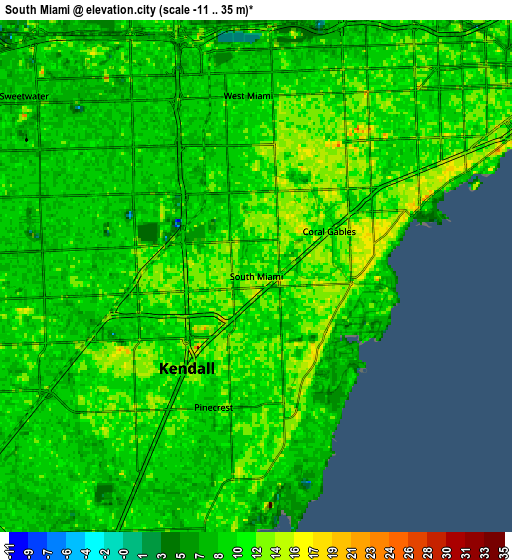Zoom OUT 2x South Miami, United States elevation map