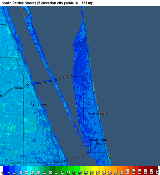 Zoom OUT 2x South Patrick Shores, United States elevation map