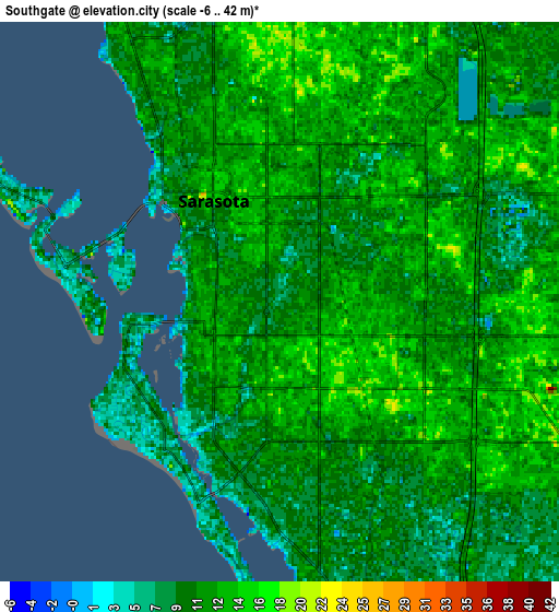 Zoom OUT 2x Southgate, United States elevation map