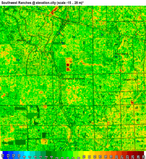 Zoom OUT 2x Southwest Ranches, United States elevation map