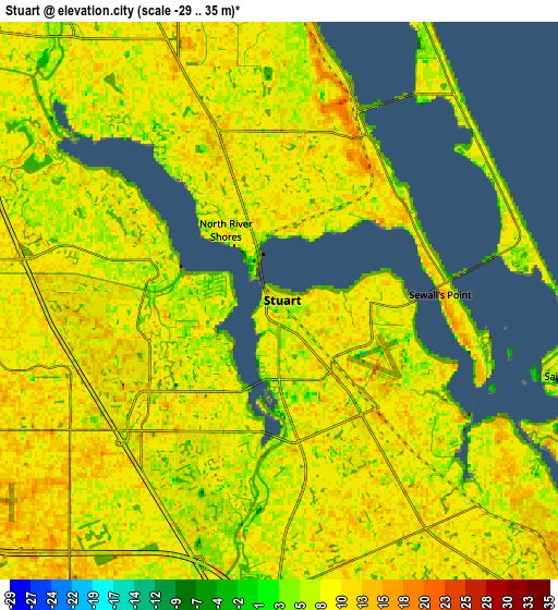 Zoom OUT 2x Stuart, United States elevation map