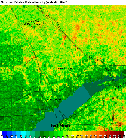 Zoom OUT 2x Suncoast Estates, United States elevation map