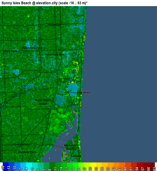 Zoom OUT 2x Sunny Isles Beach, United States elevation map