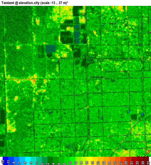 Zoom OUT 2x Tamiami, United States elevation map