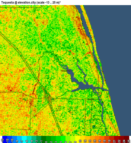 Zoom OUT 2x Tequesta, United States elevation map