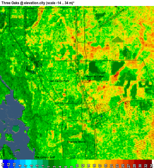 Zoom OUT 2x Three Oaks, United States elevation map