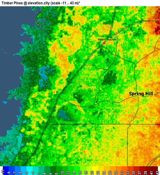 Zoom OUT 2x Timber Pines, United States elevation map