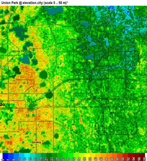 Zoom OUT 2x Union Park, United States elevation map