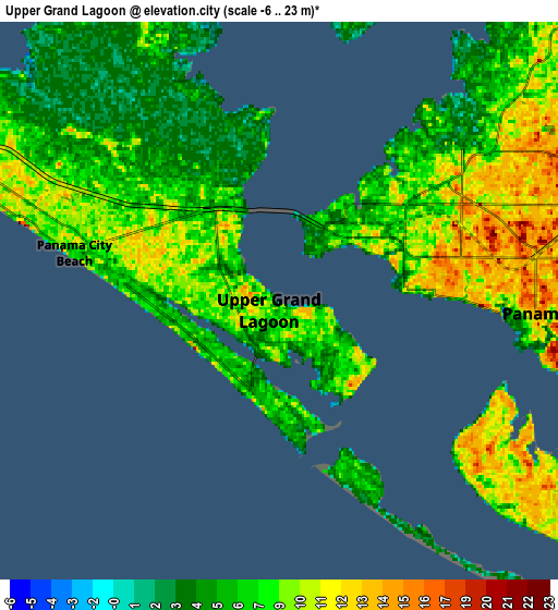 Zoom OUT 2x Upper Grand Lagoon, United States elevation map