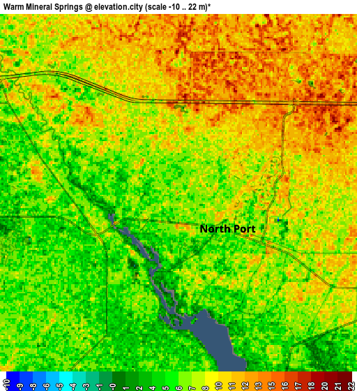 Zoom OUT 2x Warm Mineral Springs, United States elevation map