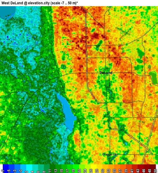 Zoom OUT 2x West DeLand, United States elevation map