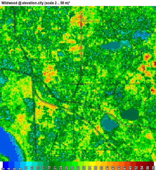 Zoom OUT 2x Wildwood, United States elevation map